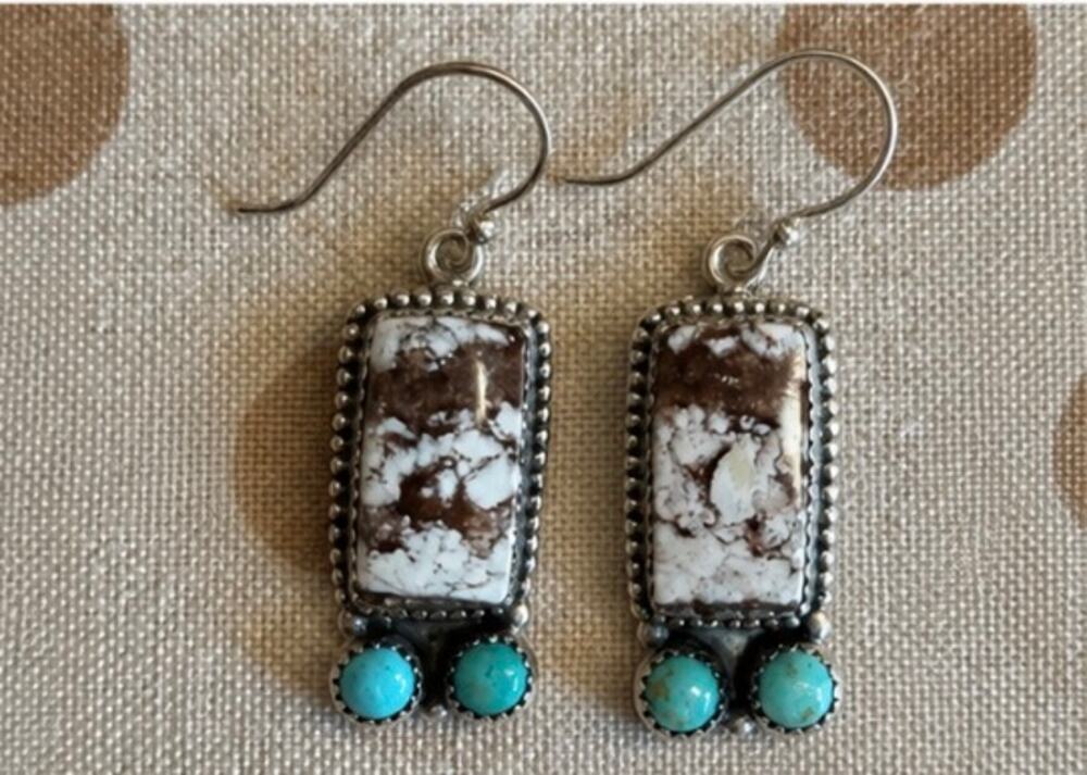 Wild Horse and Turquoise Western Dangle Earrings in Sterling